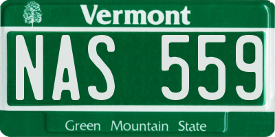 VT license plate NAS559
