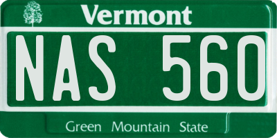 VT license plate NAS560