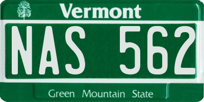 VT license plate NAS562