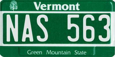 VT license plate NAS563
