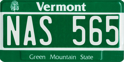VT license plate NAS565
