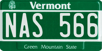 VT license plate NAS566
