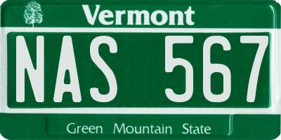 VT license plate NAS567