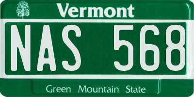 VT license plate NAS568