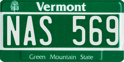 VT license plate NAS569