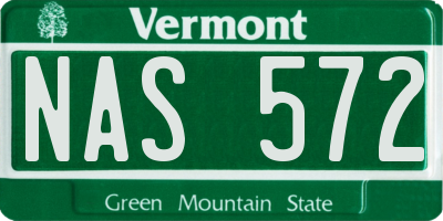VT license plate NAS572