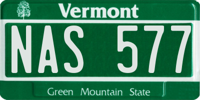VT license plate NAS577