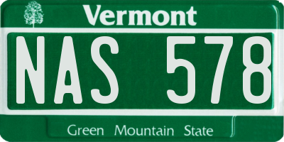 VT license plate NAS578