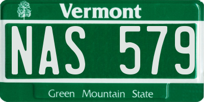 VT license plate NAS579