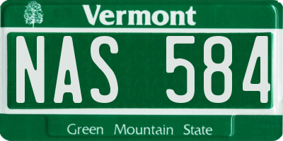 VT license plate NAS584