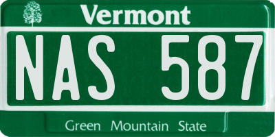 VT license plate NAS587