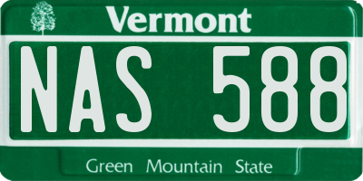 VT license plate NAS588