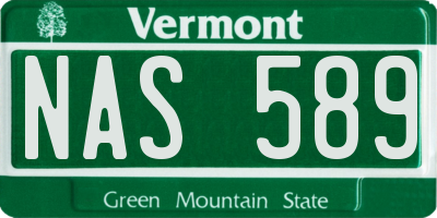 VT license plate NAS589