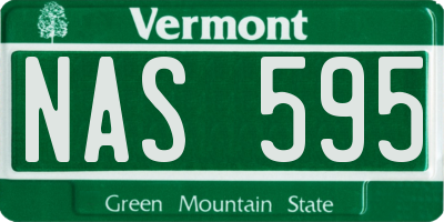 VT license plate NAS595