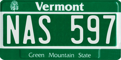 VT license plate NAS597