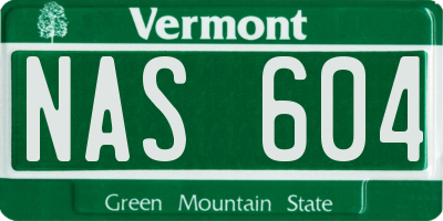 VT license plate NAS604