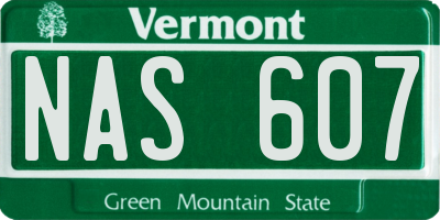 VT license plate NAS607
