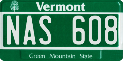 VT license plate NAS608