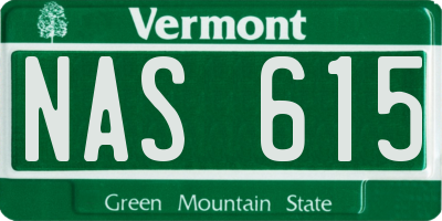 VT license plate NAS615