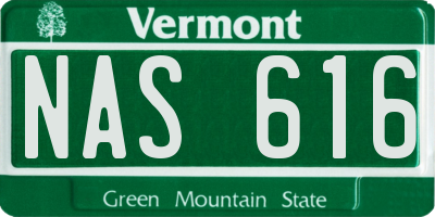 VT license plate NAS616