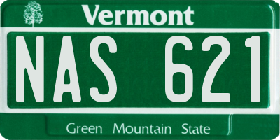 VT license plate NAS621