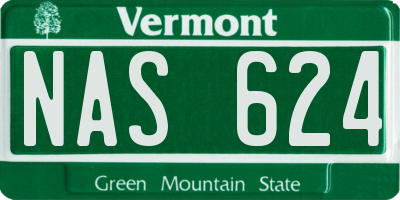 VT license plate NAS624