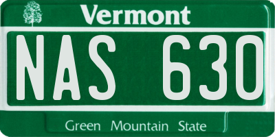 VT license plate NAS630