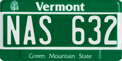 VT license plate NAS632
