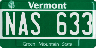 VT license plate NAS633