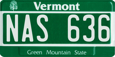 VT license plate NAS636