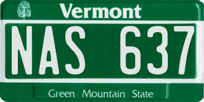 VT license plate NAS637