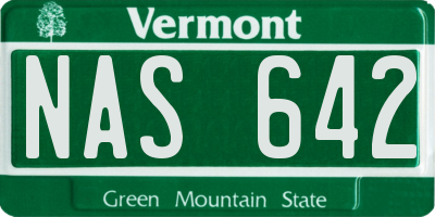 VT license plate NAS642