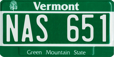 VT license plate NAS651