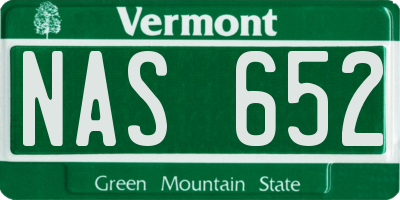VT license plate NAS652
