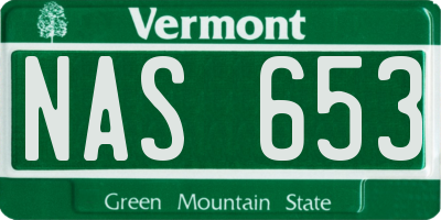 VT license plate NAS653