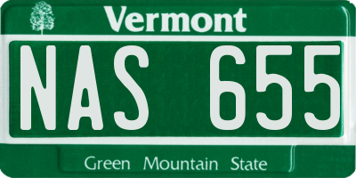 VT license plate NAS655