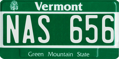 VT license plate NAS656
