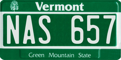 VT license plate NAS657