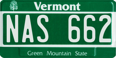 VT license plate NAS662