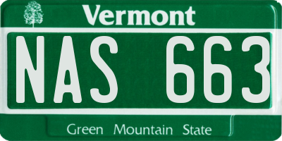 VT license plate NAS663