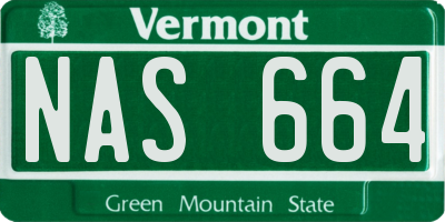 VT license plate NAS664