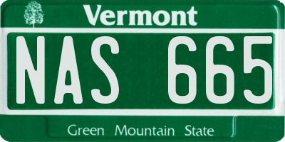VT license plate NAS665