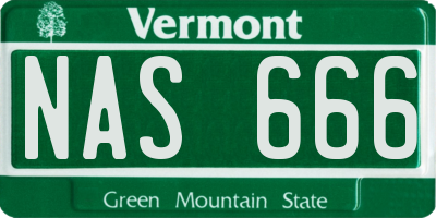 VT license plate NAS666
