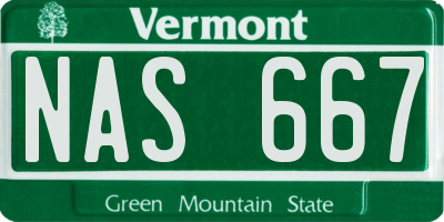 VT license plate NAS667