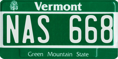 VT license plate NAS668