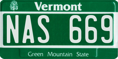 VT license plate NAS669