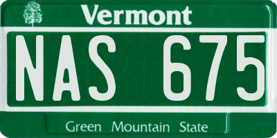 VT license plate NAS675