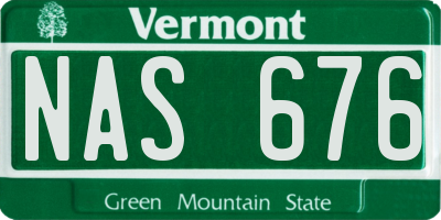 VT license plate NAS676