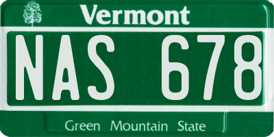 VT license plate NAS678