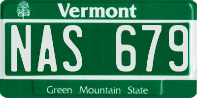 VT license plate NAS679